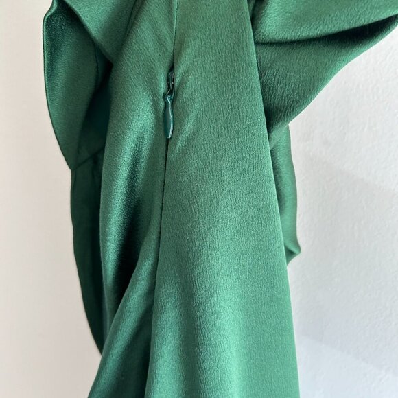 Alberta Ferretti Silk Green Long Sleeve Midi Dress - Picture 7 of 10